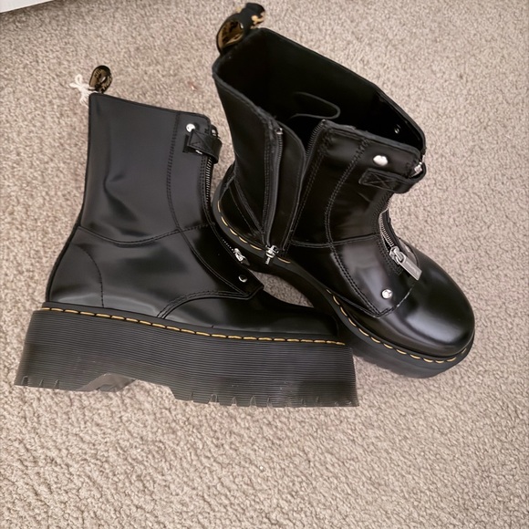 Dr. Martens Black Front-Zip Platform Ankle Boots - Picture 4 of 6